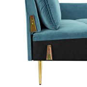 Tufted performance velvet sofa in sea blue additional photo 4 of 10