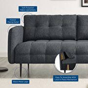 Tufted fabric sofa in charcoal additional photo 2 of 9