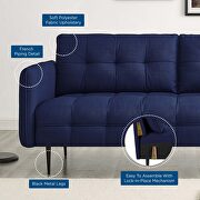 Tufted fabric sofa in royal blue additional photo 2 of 10