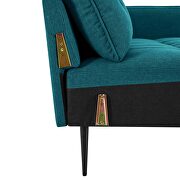 Tufted fabric sofa in teal additional photo 4 of 10