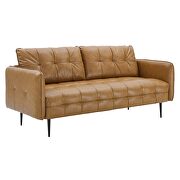 Tufted vegan leather upholstery sofa in tan by Modway additional picture 2