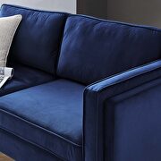 Performance velvet sofa in midnight blue additional photo 2 of 9
