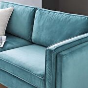 Performance velvet sofa in sea blue additional photo 2 of 9
