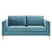 Performance velvet sofa in sea blue additional photo 5 of 9