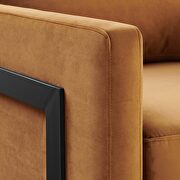 Performance velvet accent chair in black cognac additional photo 2 of 8