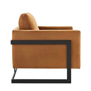 Performance velvet accent chair in black cognac additional photo 4 of 8