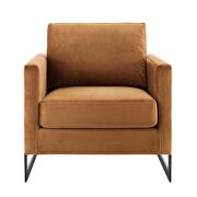 Performance velvet accent chair in black cognac additional photo 5 of 8