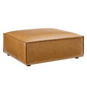 Vegan leather ottoman in tan finish additional photo 2 of 5