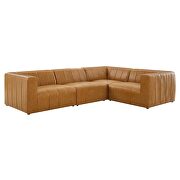 Tan finish vegan leather upholstery 4-piece sectional sofa by Modway additional picture 2