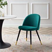 Upholstered fabric dining chairs - set of 2 in teal additional photo 2 of 8