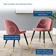 Performance velvet dining chairs - set of 2 in dusty rose by Modway additional picture 2