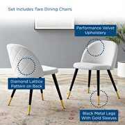 Performance velvet dining chairs - set of 2 in white additional photo 2 of 8