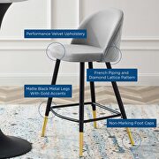 Performance velvet counter stools - set of 2 in light gray by Modway additional picture 4