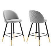 Performance velvet counter stools - set of 2 in light gray by Modway additional picture 10