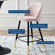 Performance velvet counter stools - set of 2 in pink by Modway additional picture 4