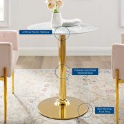 Artificial marble dining table in gold white by Modway additional picture 3