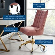 Channel tufted performance velvet office chair in gold dusty rose by Modway additional picture 3