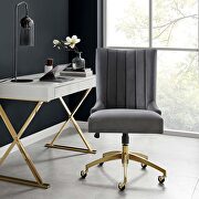 Channel tufted performance velvet office chair in gold gray additional photo 2 of 8