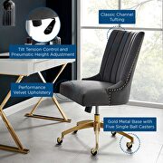 Channel tufted performance velvet office chair in gold gray additional photo 3 of 8