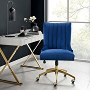 Channel tufted performance velvet office chair in gold navy by Modway additional picture 2