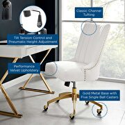 Channel tufted performance velvet office chair in gold white additional photo 3 of 8