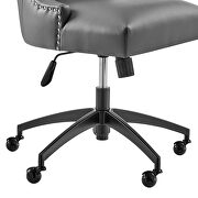 Channel tufted vegan leather office chair in black gray additional photo 5 of 8