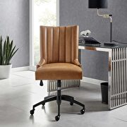 Channel tufted vegan leather office chair in black tan by Modway additional picture 2