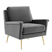 Performance velvet armchair in gold gray additional photo 2 of 7
