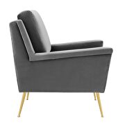 Performance velvet armchair in gold gray additional photo 4 of 7