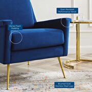 Performance velvet armchair in gold navy by Modway additional picture 8