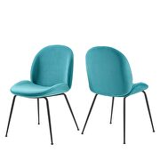 Black powder coated steel leg performance velvet dining chairs - set of 2 in blue by Modway additional picture 7