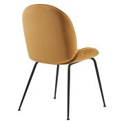 Black powder coated steel leg performance velvet dining chairs - set of 2 in cognac additional photo 4 of 6
