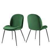 Black powder coated steel leg performance velvet dining chairs - set of 2 in emerald by Modway additional picture 7