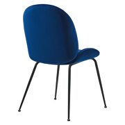 Black powder coated steel leg performance velvet dining chairs - set of 2 in navy additional photo 4 of 6