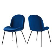 Black powder coated steel leg performance velvet dining chairs - set of 2 in navy by Modway additional picture 6