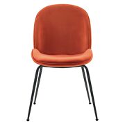 Black powder coated steel leg performance velvet dining chairs - set of 2 in orange additional photo 3 of 6