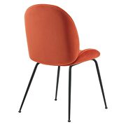 Black powder coated steel leg performance velvet dining chairs - set of 2 in orange additional photo 4 of 6
