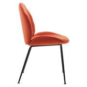 Black powder coated steel leg performance velvet dining chairs - set of 2 in orange additional photo 5 of 6