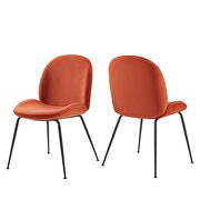 Black powder coated steel leg performance velvet dining chairs - set of 2 in orange by Modway additional picture 7