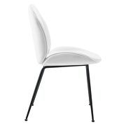 Black powder coated steel leg performance velvet dining chairs - set of 2 in white additional photo 5 of 6