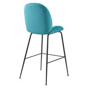Black powder coated steel leg performance velvet bar stool in blue by Modway additional picture 4