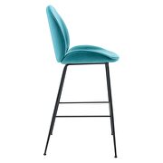 Black powder coated steel leg performance velvet bar stool in blue by Modway additional picture 5