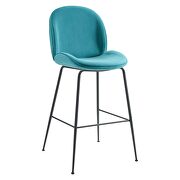 Black powder coated steel leg performance velvet bar stool in blue by Modway additional picture 6