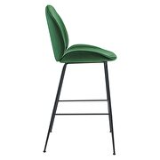 Black powder coated steel leg performance velvet bar stool in emerald by Modway additional picture 5