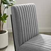 Channel tufted fabric dining chair in light gray additional photo 3 of 8