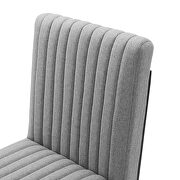 Channel tufted fabric dining chair in light gray additional photo 4 of 8