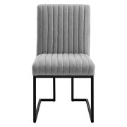 Channel tufted fabric dining chair in light gray additional photo 5 of 8