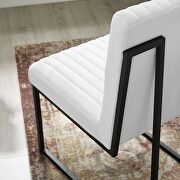 Channel tufted fabric dining chair in white additional photo 3 of 7