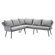 Outdoor patio wicker rattan sectional sofa in gray by Modway additional picture 2