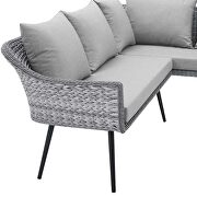 Outdoor patio wicker rattan sectional sofa in gray by Modway additional picture 3